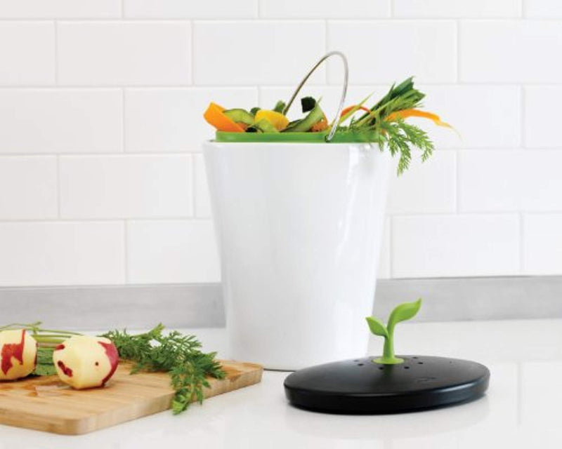 Counter Compost Bin Black White 3.3 liter