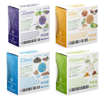 Solid Shampoo Bar And Conditioner Effect Hair Soap – 4 Pack 100% Organic Eco Friendly Biodegradable