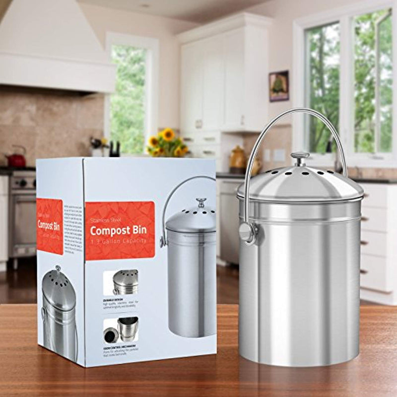 Stainless Steel Compost Bin for Kitchen Countertop