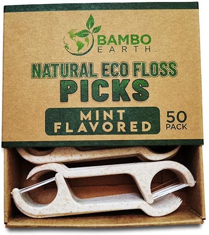 Natural Dental Floss Picks - Eco Friendly Cruelty Free Vegan Biodegradable Compostable BPA Free Zero Waste Packaging
