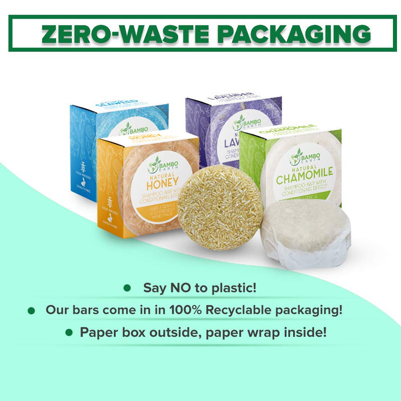 Solid Shampoo Bar And Conditioner Effect Hair Soap – 4 Pack 100% Organic Eco Friendly Biodegradable
