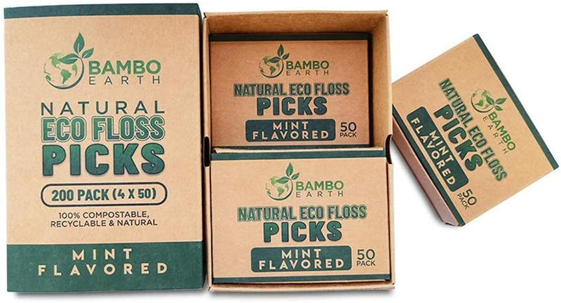 Natural Dental Floss Picks - Eco Friendly Cruelty Free Vegan Biodegradable Compostable BPA Free Zero Waste Packaging