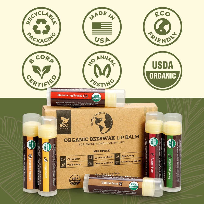Organic Lip Balms, Best Lip Repair Chapstick for Dry Cracked Lips