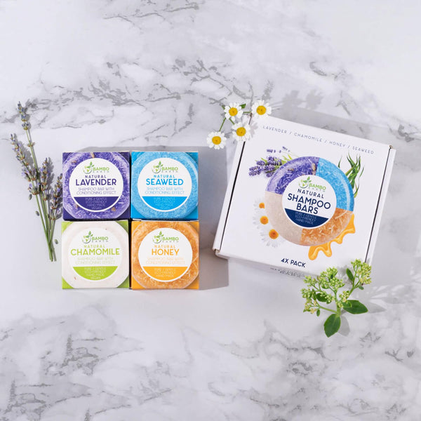 Solid Shampoo Bar And Conditioner Effect Hair Soap – 4 Pack 100% Organic Eco Friendly Biodegradable